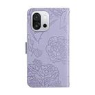 For OnePlus 13T Skin Feel Butterfly Peony Embossed Leather Phone Case(Purple) - 3