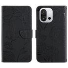 For OnePlus 13T Skin Feel Butterfly Peony Embossed Leather Phone Case(Black) - 1