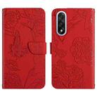 For OnePlus Nord 5 5G / Ace 5 Ultra Skin Feel Butterfly Peony Embossed Leather Phone Case(Red) - 1