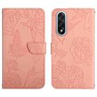 For OnePlus Nord 5 5G / Ace 5 Ultra Skin Feel Butterfly Peony Embossed Leather Phone Case(Pink) - 1