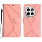 For OnePlus 12 5G Global Stitching Embossed Leather Phone Case(Pink) - 1