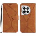 For OnePlus 12 5G Global Stitching Embossed Leather Phone Case(Brown) - 1