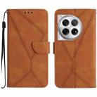 For OnePlus 12R 5G Global Stitching Embossed Leather Phone Case(Brown) - 1