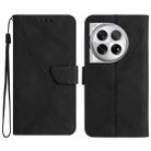 For OnePlus 12R 5G Global Stitching Embossed Leather Phone Case(Black) - 1
