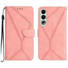 For OnePlus Nord CE4 Stitching Embossed Leather Phone Case(Pink) - 1