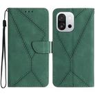For OnePlus 13T Stitching Embossed Leather Phone Case(Green) - 1