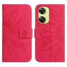 For OnePlus Nord CE 3 Lite Skin Feel Sun Flower Embossed Leather Phone Case with Lanyard(Rose Red) - 1