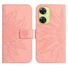 For OnePlus Nord CE 3 Lite Skin Feel Sun Flower Embossed Leather Phone Case with Lanyard(Pink) - 1