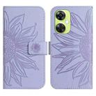 For OnePlus Nord CE 3 Lite Skin Feel Sun Flower Embossed Leather Phone Case with Lanyard(Purple) - 1