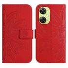 For OnePlus Nord CE 3 Lite Skin Feel Sun Flower Embossed Leather Phone Case with Lanyard(Red) - 1