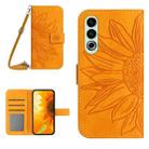 For OnePlus Nord CE4 Skin Feel Sun Flower Embossed Leather Phone Case with Lanyard(Yellow) - 1