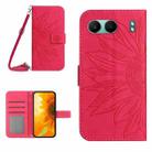 For OnePlus Nord 4 5G Skin Feel Sun Flower Embossed Leather Phone Case with Lanyard(Rose Red) - 1