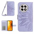For OnePlus 13 Skin Feel Sun Flower Embossed Leather Phone Case with Lanyard(Purple) - 1