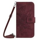 For OnePlus 13T Skin Feel Sun Flower Embossed Leather Phone Case with Lanyard(Wine Red) - 2