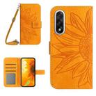 For OnePlus Nord 5 5G / Ace 5 Ultra Skin Feel Sun Flower Embossed Leather Phone Case with Lanyard(Yellow) - 1