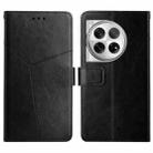 For OnePlus 12 5G Global Y-shaped Pattern Flip Leather Phone Case(Black) - 1