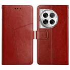 For OnePlus 12 5G Global Y-shaped Pattern Flip Leather Phone Case(Brown) - 1