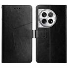 For OnePlus 12R 5G Global Y-shaped Pattern Flip Leather Phone Case(Black) - 1