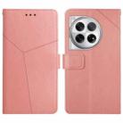 For OnePlus 12R 5G Global Y-shaped Pattern Flip Leather Phone Case(Pink) - 1