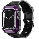 For Apple Watch 8 41mm PC Rugged Case Integrated TPU Watch Band(Purple) - 1