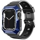 For Apple Watch 8 45mm PC Rugged Case Integrated TPU Watch Band(Blue) - 1