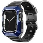 For Apple Watch 7 45mm PC Rugged Case Integrated TPU Watch Band(Blue) - 1