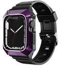 For Apple Watch 7 45mm PC Rugged Case Integrated TPU Watch Band(Purple) - 1
