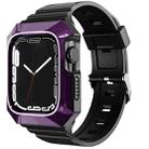 For Apple Watch Ultra 2 49mm PC Rugged Case Integrated TPU Watch Band(Purple) - 1