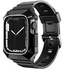 For Apple Watch 9 41mm PC Rugged Case Integrated TPU Watch Band(Black) - 1