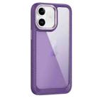 For iPhone 11 Carbon Fiber Transparent Back Panel Phone Case(Purple) - 1