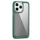 For iPhone 11 Pro Max Carbon Fiber Transparent Back Panel Phone Case(Green) - 1