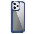 For iPhone 11 Pro Max Carbon Fiber Transparent Back Panel Phone Case(Blue) - 1