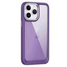 For iPhone 11 Pro Max Carbon Fiber Transparent Back Panel Phone Case(Purple) - 1