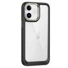 For iPhone 12 Carbon Fiber Transparent Back Panel Phone Case(Black + Transparent) - 1