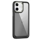 For iPhone 12 Carbon Fiber Transparent Back Panel Phone Case(Black + Transparent Black) - 1