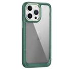 For iPhone 12 Pro Carbon Fiber Transparent Back Panel Phone Case(Green) - 1