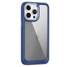 For iPhone 12 Pro Carbon Fiber Transparent Back Panel Phone Case(Blue) - 1