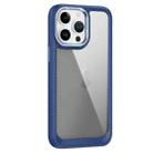 For iPhone 13 Pro Max Carbon Fiber Transparent Back Panel Phone Case(Blue) - 1