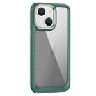 For iPhone 14 Carbon Fiber Transparent Back Panel Phone Case(Green) - 1