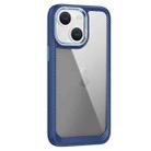 For iPhone 14 Carbon Fiber Transparent Back Panel Phone Case(Blue) - 1