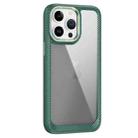 For iPhone 14 Pro Carbon Fiber Transparent Back Panel Phone Case(Green) - 1
