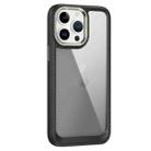 For iPhone 14 Pro Carbon Fiber Transparent Back Panel Phone Case(Black + Transparent Black) - 1