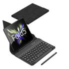 For Samsung Galaxy Z Fold5 GKK Magnetic Folding Bluetooth Keyboard Leather Case with Pen(Black) - 1
