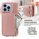 For iPhone 13 Pro Max Crossbody Lanyard Zipper Wallet Leather Phone Case(Rose Gold) - 2