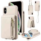 For iPhone XS Max Crossbody Lanyard Zipper Wallet Leather Phone Case(Beige) - 1