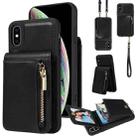 For iPhone XS Max Crossbody Lanyard Zipper Wallet Leather Phone Case(Black) - 1