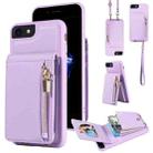 For iPhone SE 2022/ 7 / 8 Crossbody Lanyard Zipper Wallet Leather Phone Case(Purple) - 1