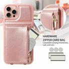 For iPhone 16 Pro Crossbody Lanyard Zipper Wallet Leather Phone Case(Rose Gold) - 2