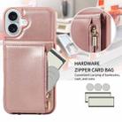 For iPhone 16 Plus Crossbody Lanyard Zipper Wallet Leather Phone Case(Rose Gold) - 2