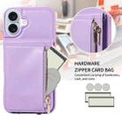 For iPhone 16 Plus Crossbody Lanyard Zipper Wallet Leather Phone Case(Purple) - 2